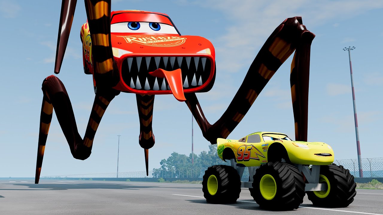 Epic escape from The Zombie Lightning McQueen Eater, Hugo Car Eater |BeamNG.Drive