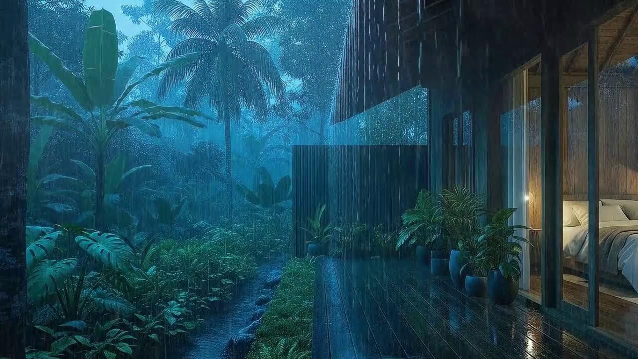 Soft Rainfall To Sleep Peacefully In Lush Hidden Cabin 🌧️