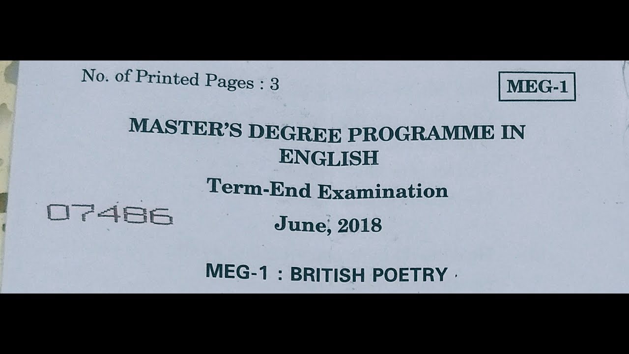 How to prepare for MEG 1 question paper | British poetry