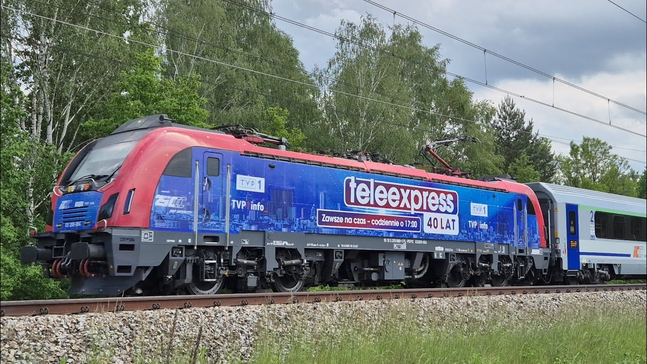 Przelot EU200-004 w okleinie 40 Lat Teleexpress z EIC Ślęza do Warszawy + super pozdrowienie 