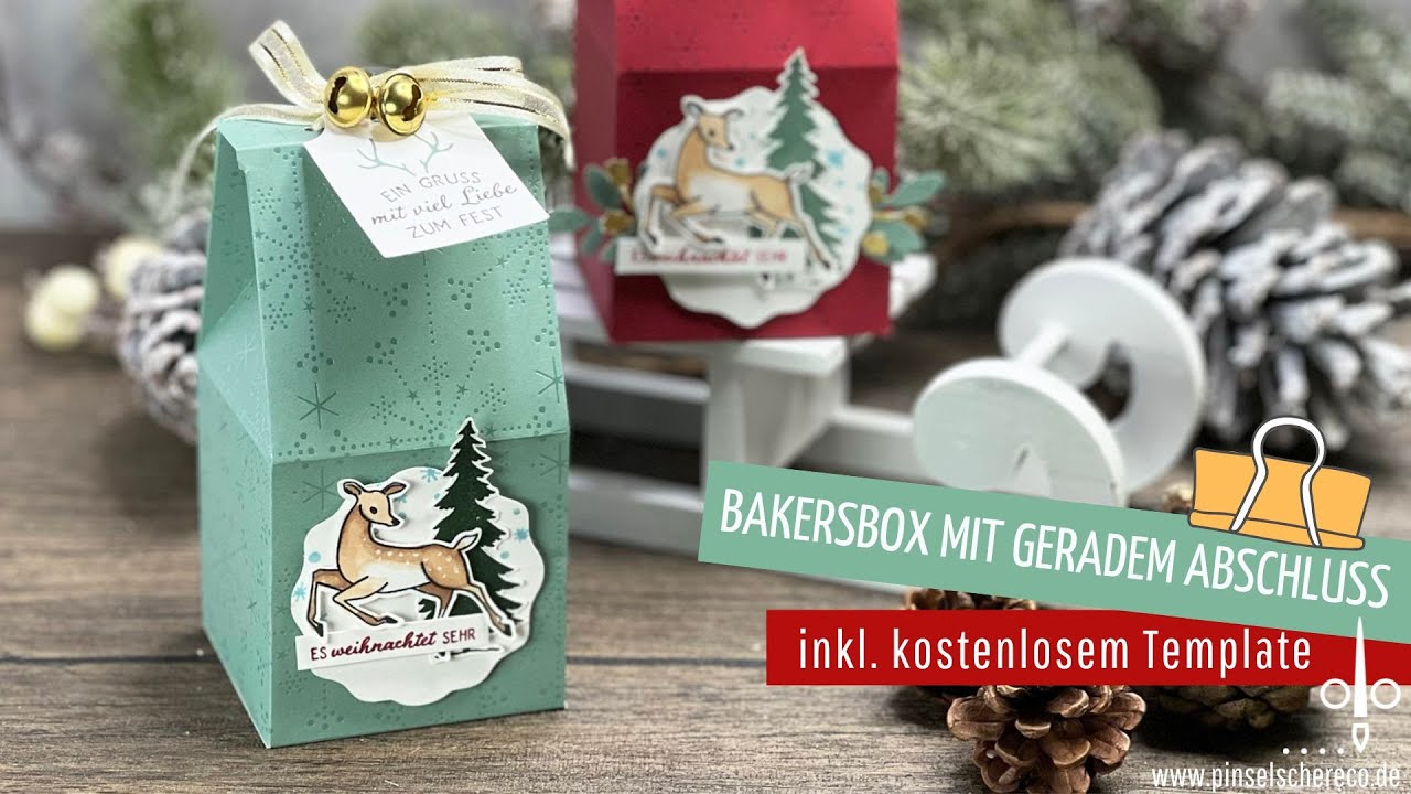 Große Bakersbox mit geradem Abschluss Winterwald | Weihnachten im Wald & Hirsch | inkl. Template