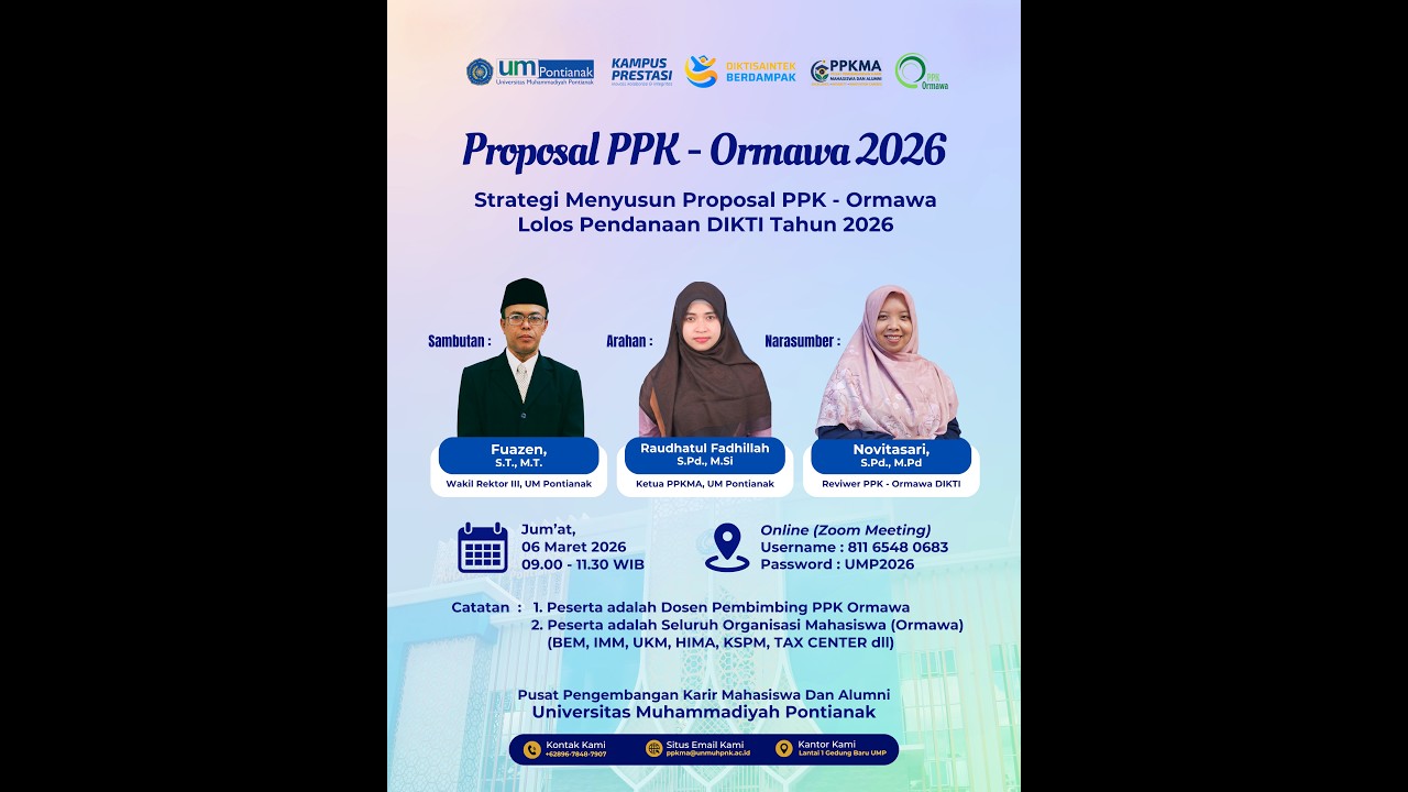 PPK - Ormawa : Pelatihan Penulisan Proposal PPK - Ormawa UM Pontianak 2026
