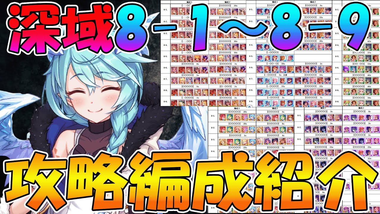 【プリコネR】深域8-1から8-9まで、攻略編成紹介！【全属性】