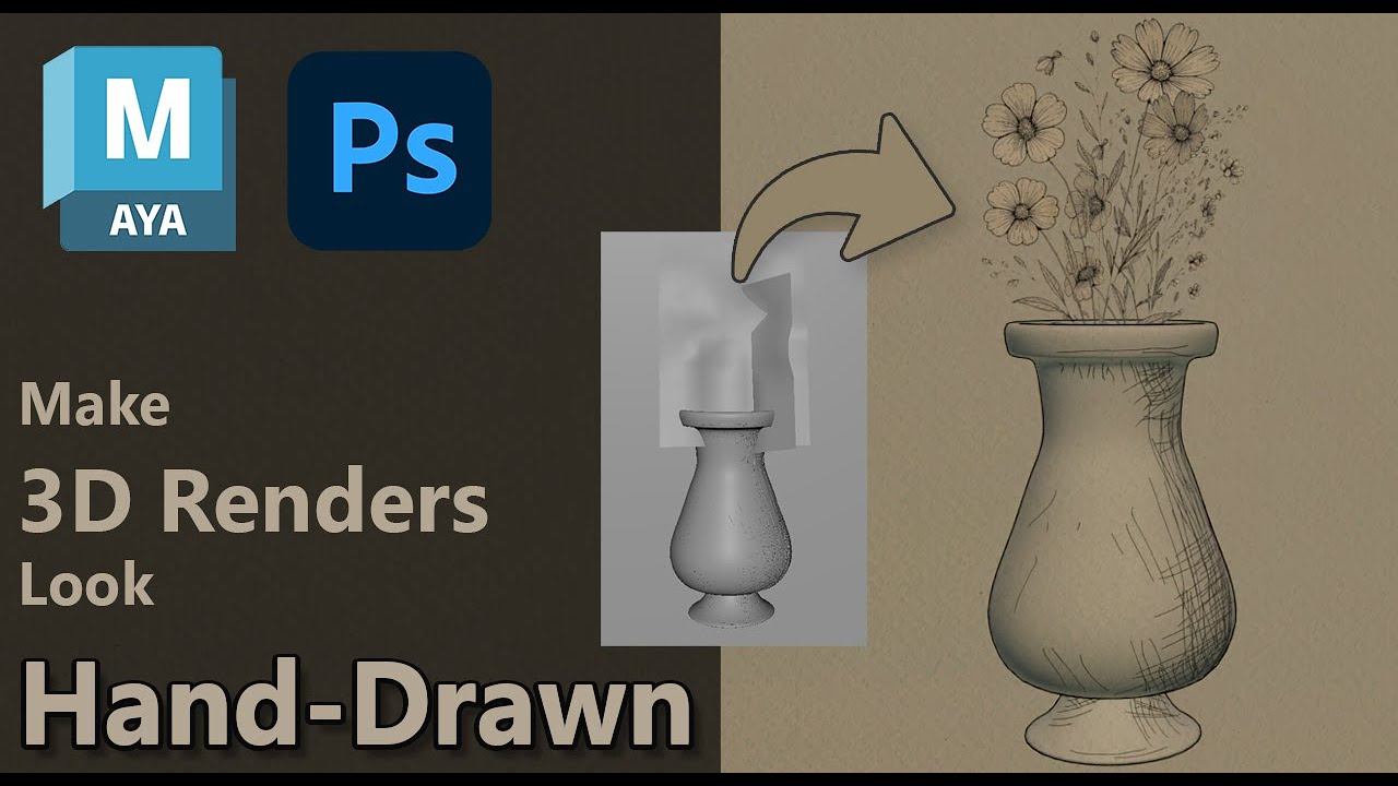 Turn 3D Renders into Hand-Drawn Sketches | Stylized Flower Art in Maya