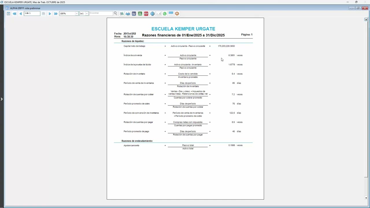 Razones financieras en ALPHA ERP® (v21)