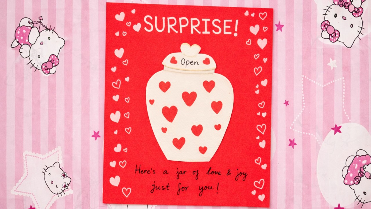 Valentine's Day Love Greetings Card idea Surprise pop up card easy school activity #roshronrockzz