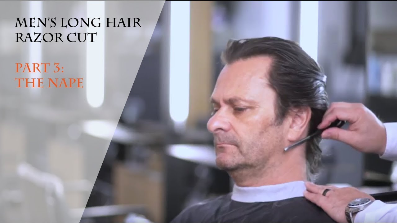 Men's Long Hair Feather Razor Cut - The Nape Area - Part 3