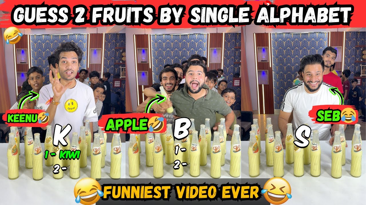 Funny Guess 2 Fruits Name By Single Alphabet Challenge For Chilled Badam Milk 🤩🤯 | Sahil Khan NT |