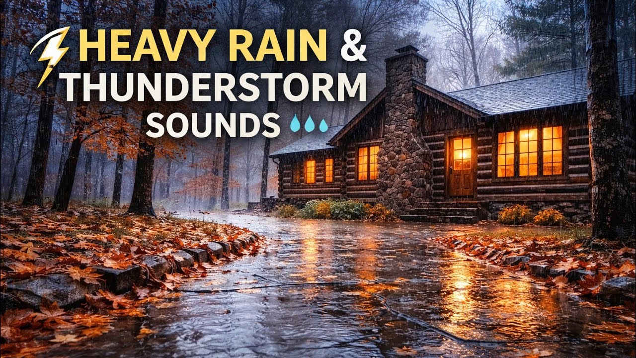 Heavy Rain Thunderstorm Sounds | Rainstorm Sounds For Relaxing, Focus, Sleep, Meditation | 4K🌧️
