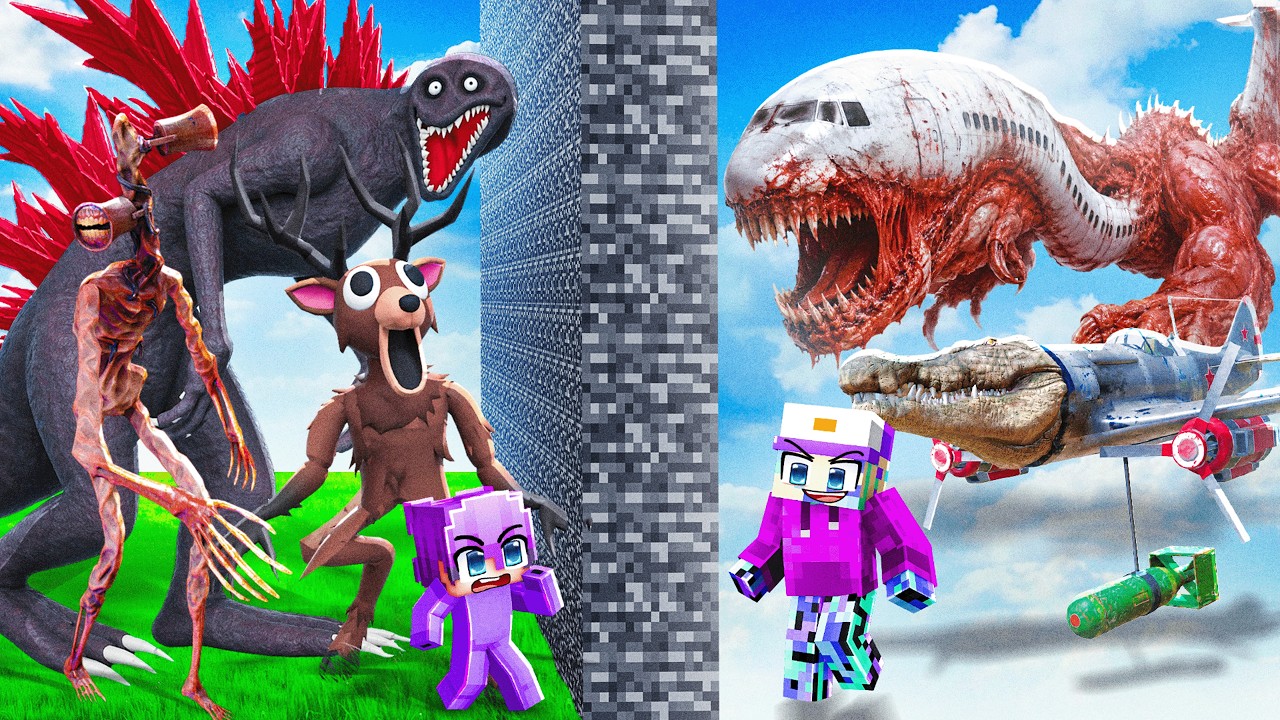 НАЗЕМНЫЕ ПРОТИВ НЕБЕСНЫХ МОНСТРОВ в битве мобов в Minecraft!
