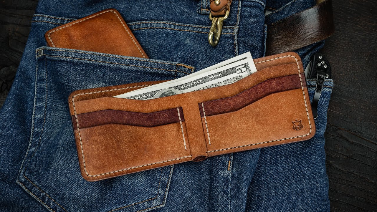 Hand making Leather minimalist bifold Wallet DIY PDF Pattern