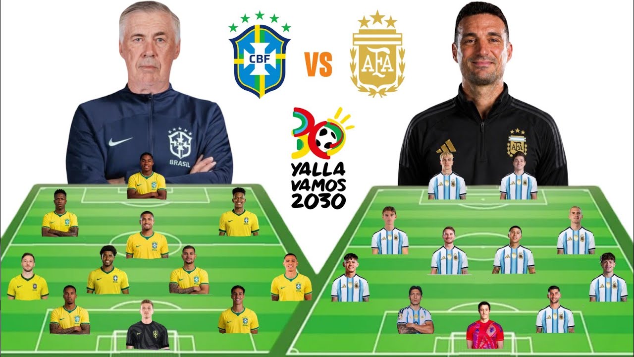 Brazil vs Argentina World Cup 2030 Predicted Starting XI  Ancelotti vs Lionel | Fifa World Cup 2030 