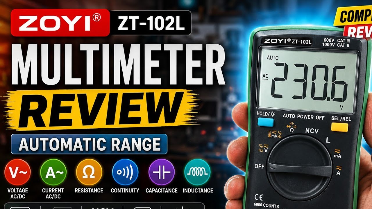 Zoyi ZT 102L Multimeter Review Auto Range, Voltage, Amp, Ohm, Continuity, Capacitor and Inductance