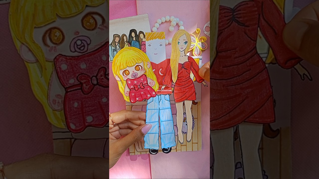 Let&rsquo;s get PaperDolls ready for a family outing🤩🧑&zwj;🧑&zwj;🧒#shorts#paperdoll#doll#barbiedressup##barbie#diy