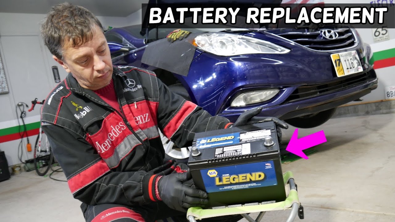 HYUNDAI SONATA CAR BATTERY REPLACEMENT 2011 2012 2013 2014 2015