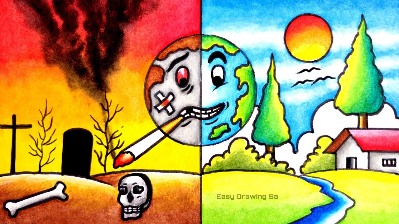 World no smoking Day poster drawing/Anti tobacco day drawing /smoking is injurious to health poster