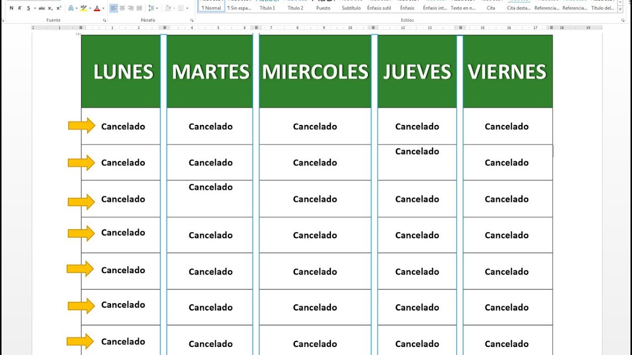 Word -  Crear y editar tablas en word 2013 , 2016