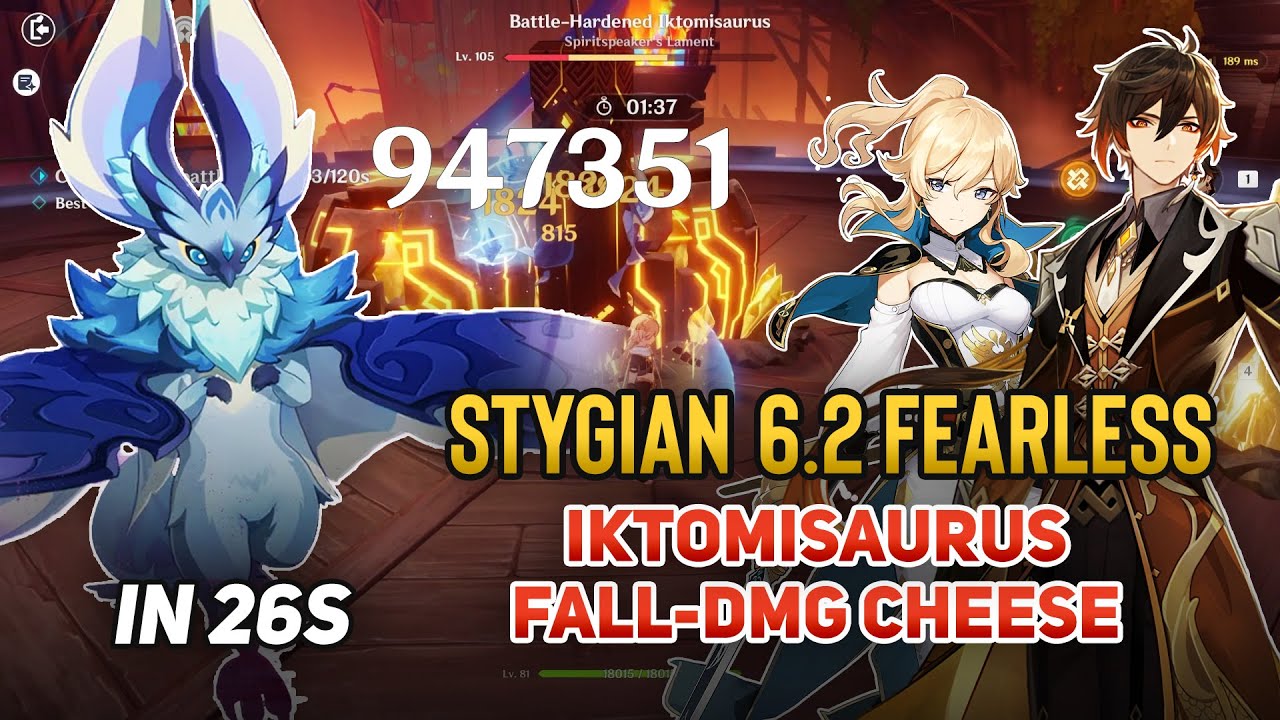 INSANE 26s Iktomisaurus Fall Damage Cheese! Stygian Onslaught 6.2 Luna III | Genshin Impact