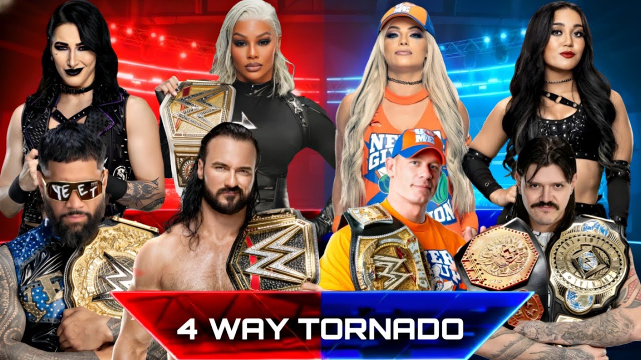 WWE 2K25 - 4 WAY TORNADO TAG TEAM MATCH - Team Drew McIntyre VS Jey Uso VS Liv Cena VS Dominik | WWE