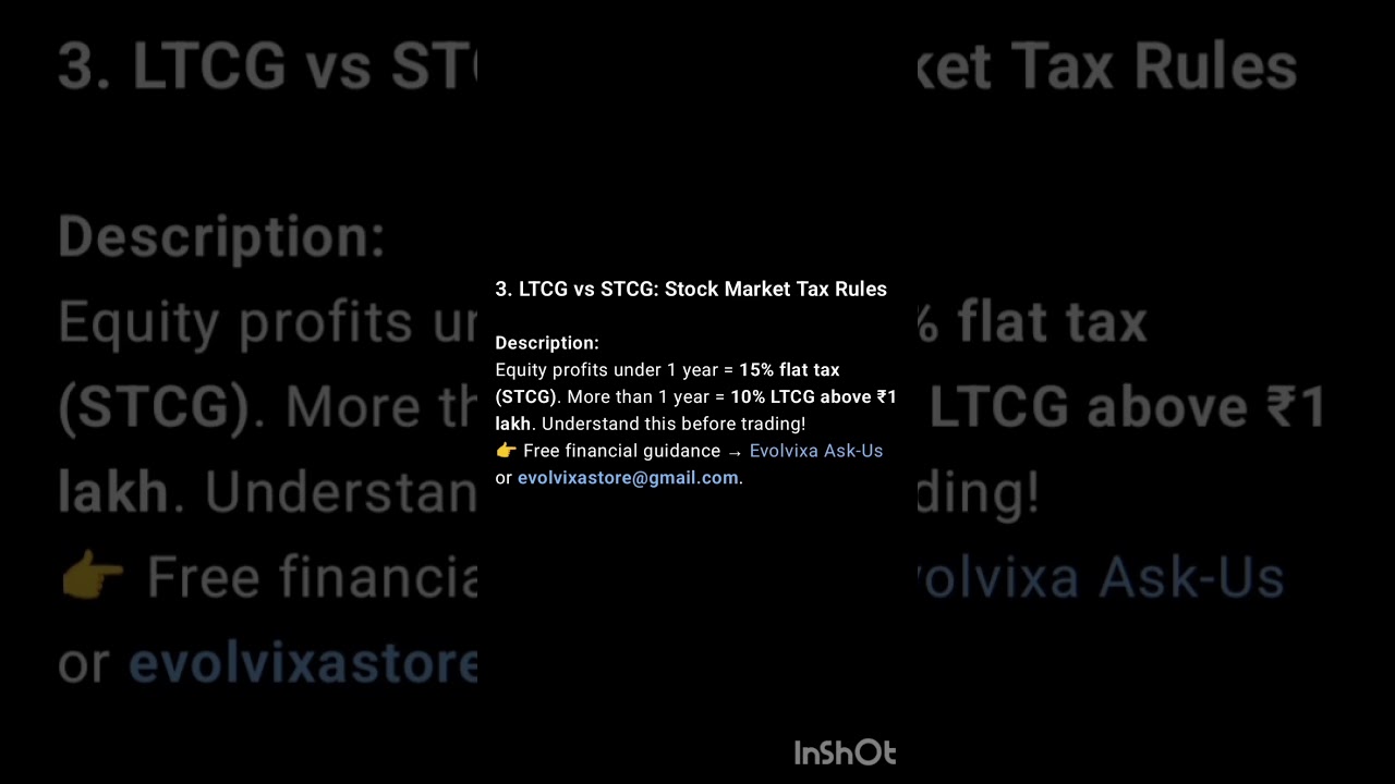 LTCG vs STCG: Stock Market Tax Rules #personalfinance #financeshorts #financetips #moneyhacks