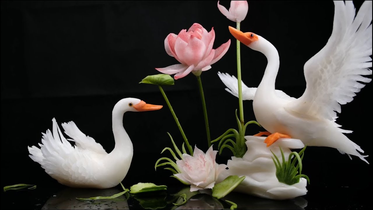 How to Make Radish Swan,Fruit and Vegetable Carving,Vegetable Craft,Design#handwork