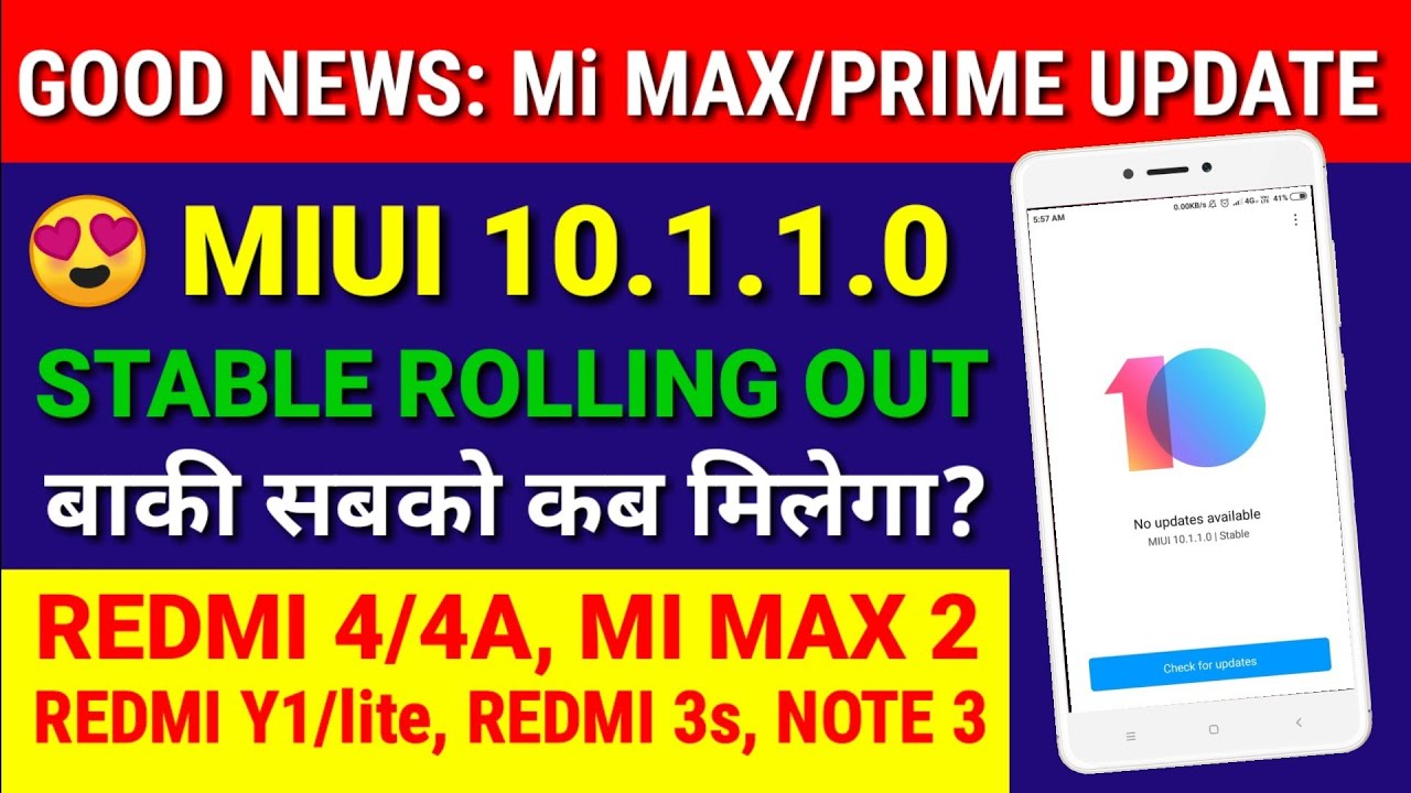 Mi max/prime miui 10.1.1.0 Stable update | Miui 10.1.1.0 for Redmi 4/4A, Redmi Y1/lite miui 10