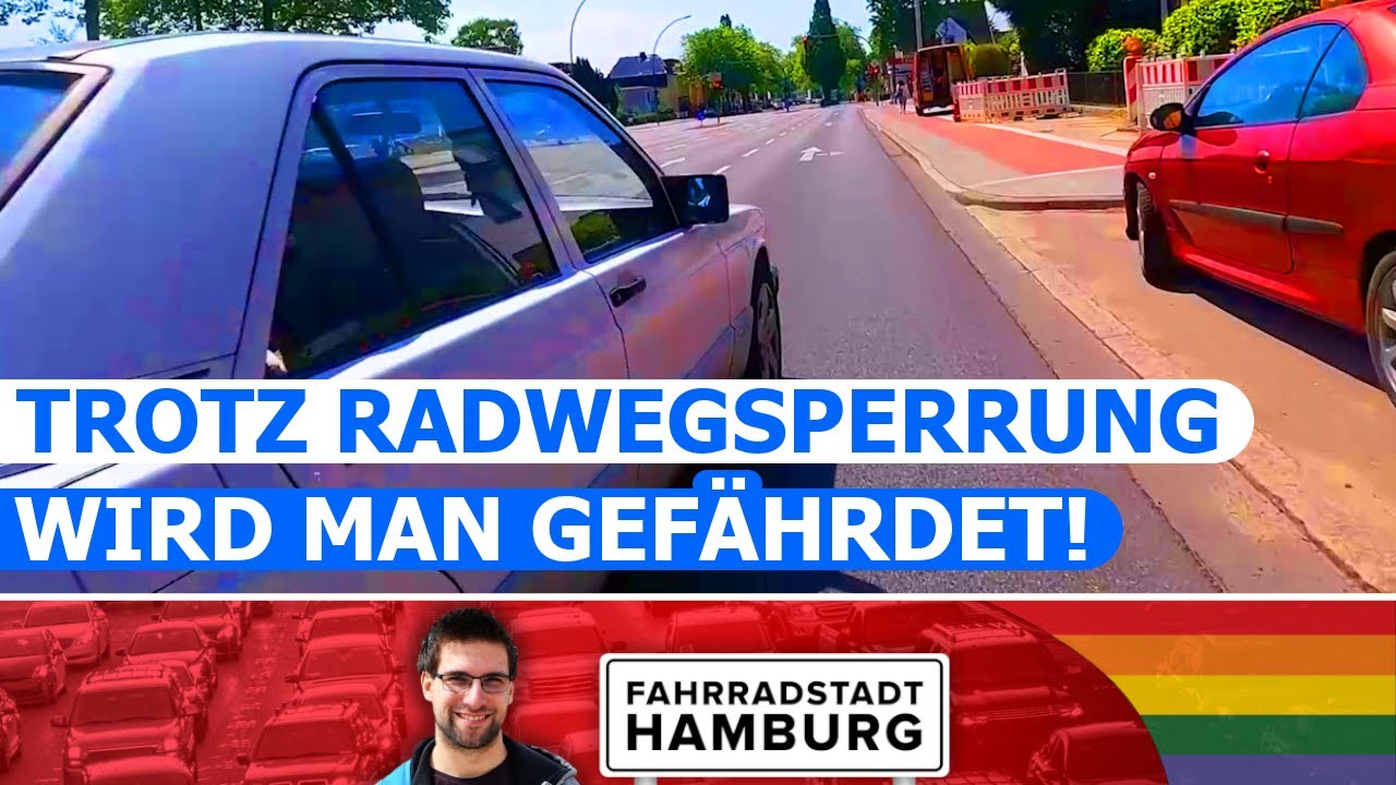 Selbst bei einer Radwegsperrung wird man zu eng überholt! Punishmentpass?