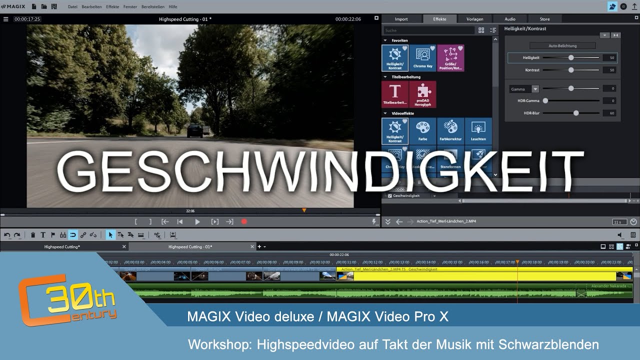 MAGIX Videobearbeitung - Highspeedvideo auf Takt der Musik schneiden mit Schwarzblenden