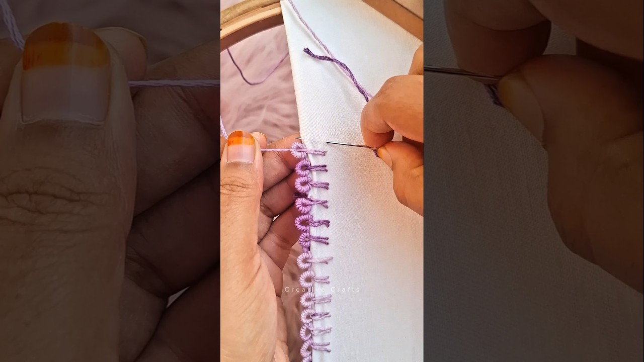 Most viral and trendy embroidery stitch #borderline #threadart #shorts
