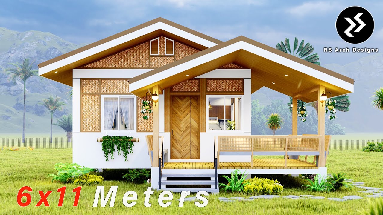 Modern Native House Design with 2 Bedrooms | 6x11 meters | Half Amakan | Modern Bahay Kubo