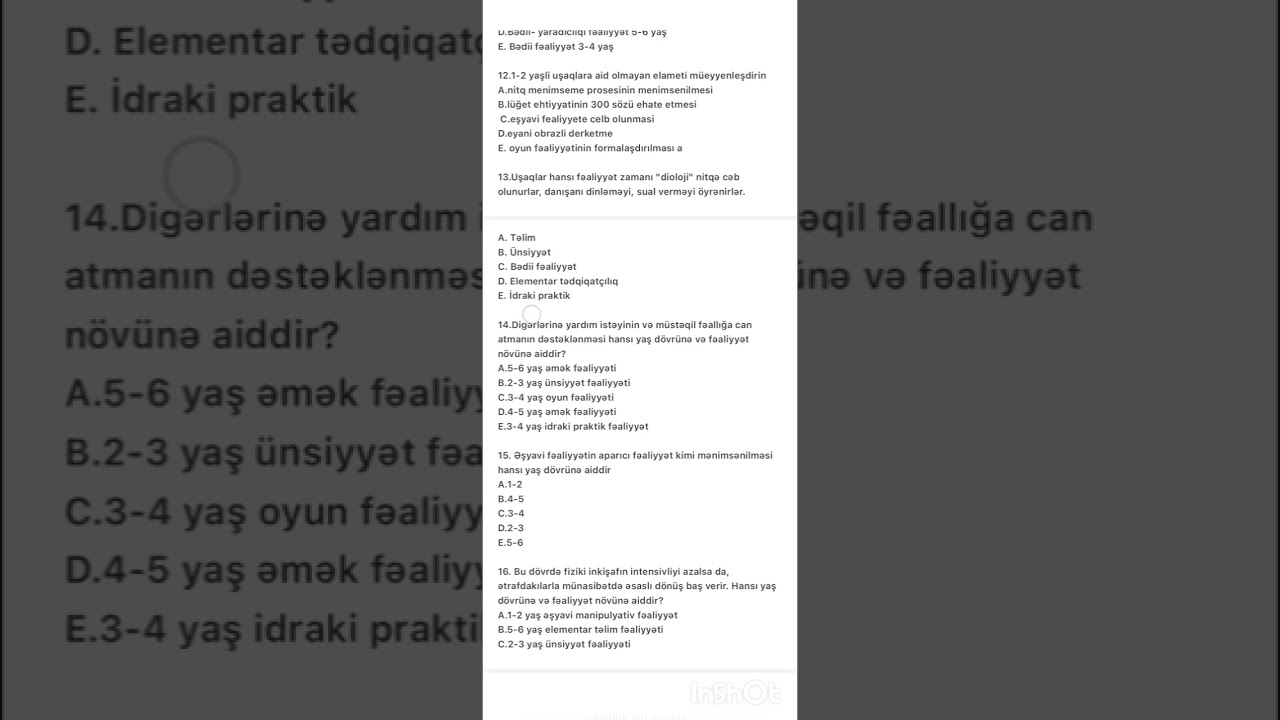 Test İzahı. Fəaliyyət və Onun Növləri. Müəllimlərə Dəstək. #keşfet #bağça #miq