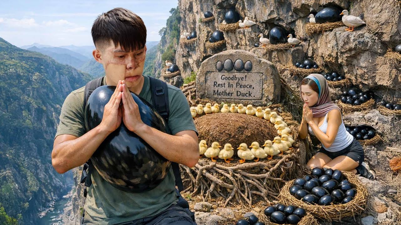 Brave Boy Risks His Life Harvesting GIANT Quail Eggs on a Cliff &mdash;A Final Farewell to His Mother Duck