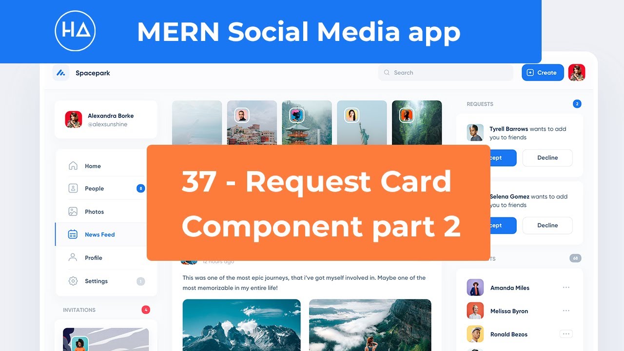 37- Social Media App MERN STACK : Request Card  Component part 2 - بالدارجة التونسيّة