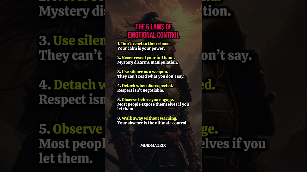 The 6 Laws of Emotional Control #mindset #lifelessons #psychology #selfimprovement