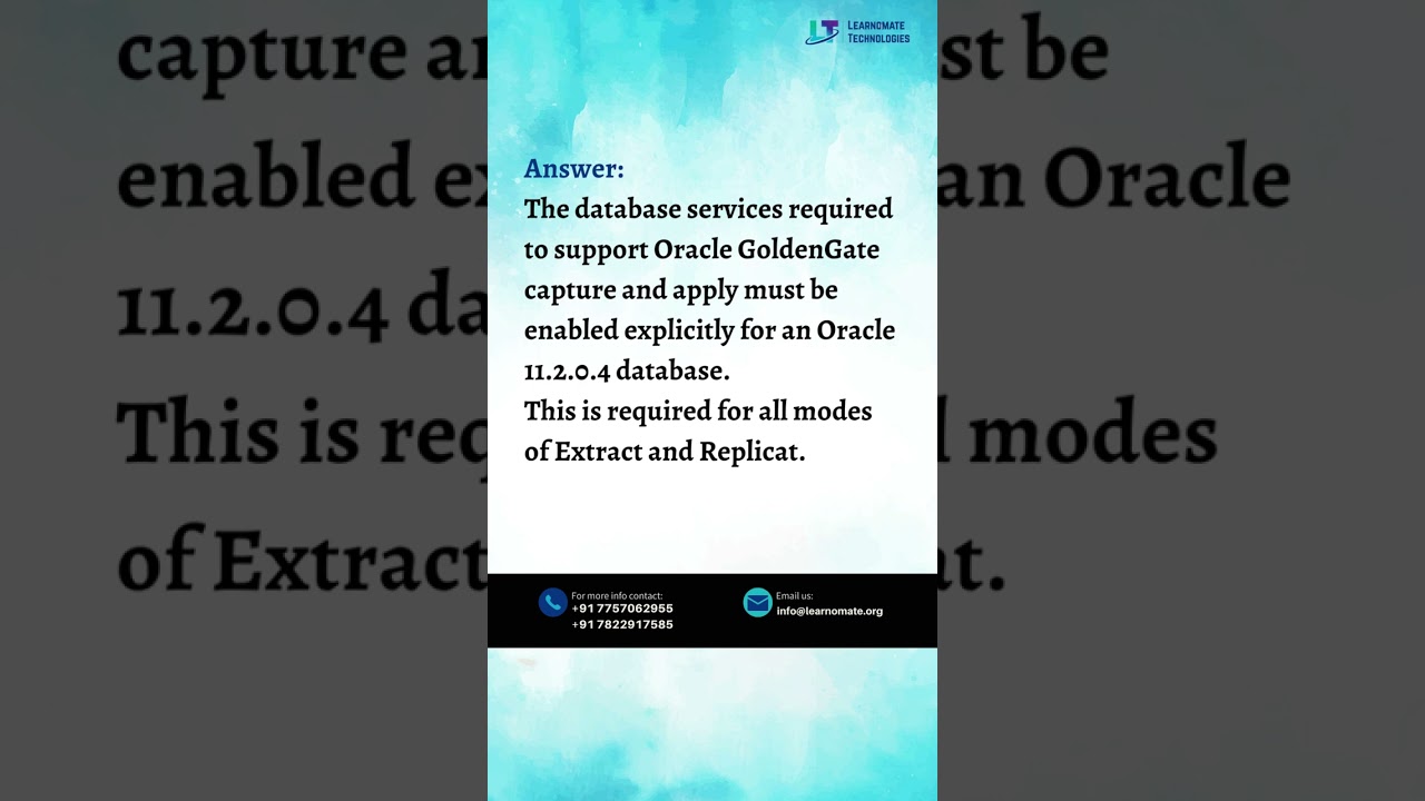#Shorts How do you enable Oracle GoldenGate for Oracle Database 11.2.0.4 ?