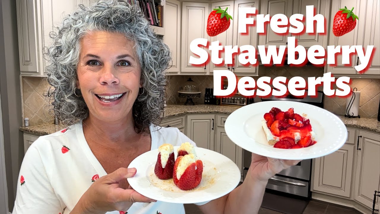 2 EASY Strawberry Desserts 🍓 Cheesecake Stuffed Strawberries & Cream Cheese Fluff