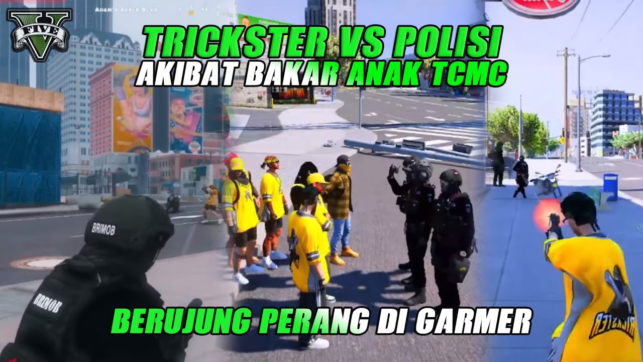 TRICKSTER VS POLISI-DI CARI POLISI AKIBAT BAKAR ANAK TCMC BERUJUNG OPEN DI GARMER #trickster #gta5