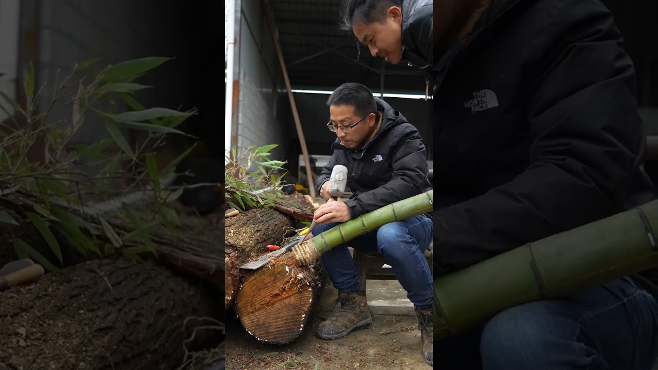 手作竹茶具：紫竹金竹变身茶桶茶则茶拨，朋友来了才有味儿#新农人2026 #乡村生活 #茶具