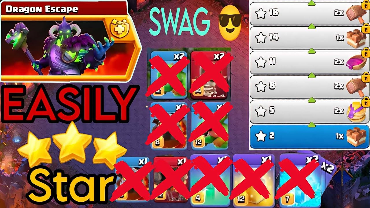 Easily 3 star Dragon Escape Challenge level 1 to 4 with swag 😎 | Clash of Clans