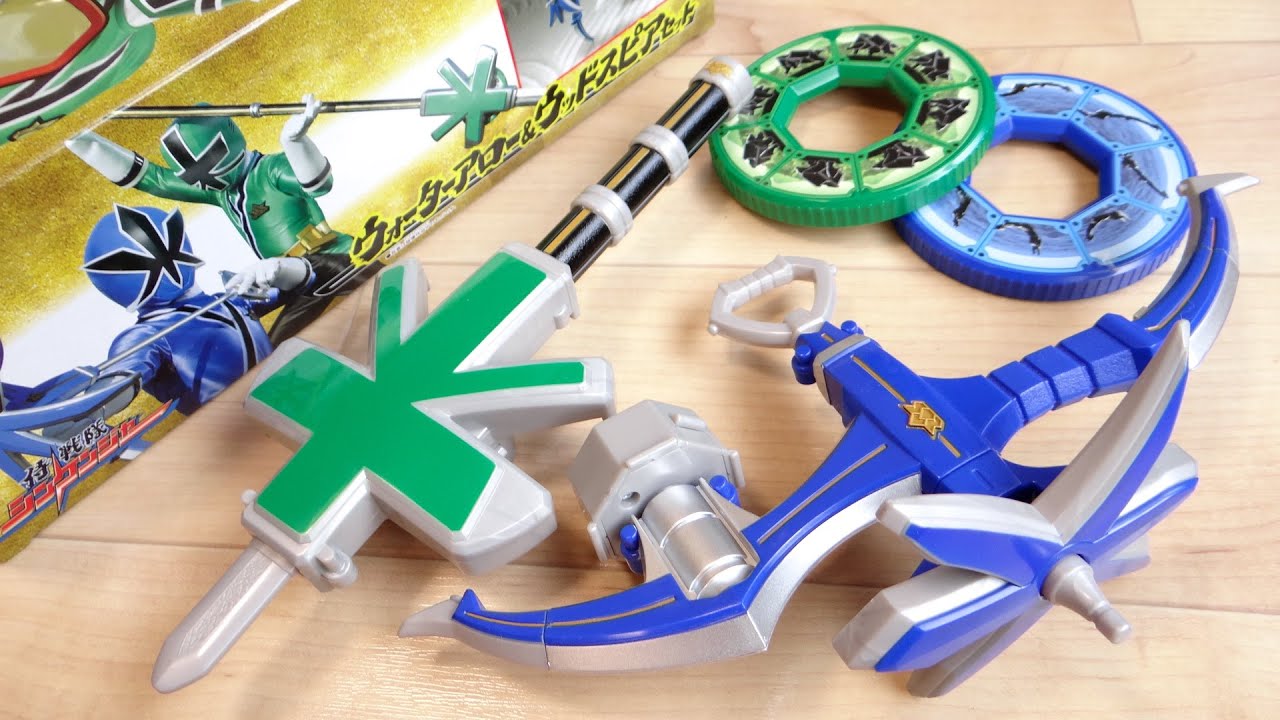 DXウォーターアロー & ウッドスピアセット レビュー！秘伝ディスク03/04付属！シンケンブルー&グリーンの専用武器！シンケンジャー