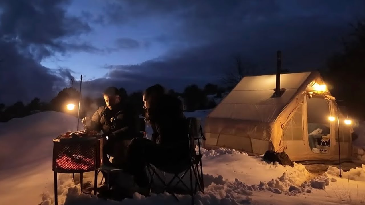 BEYAZLARA BÜRÜNMÜŞ ORMANDA SOBALI ÇADIRLI KAMP ATTIK ❄️