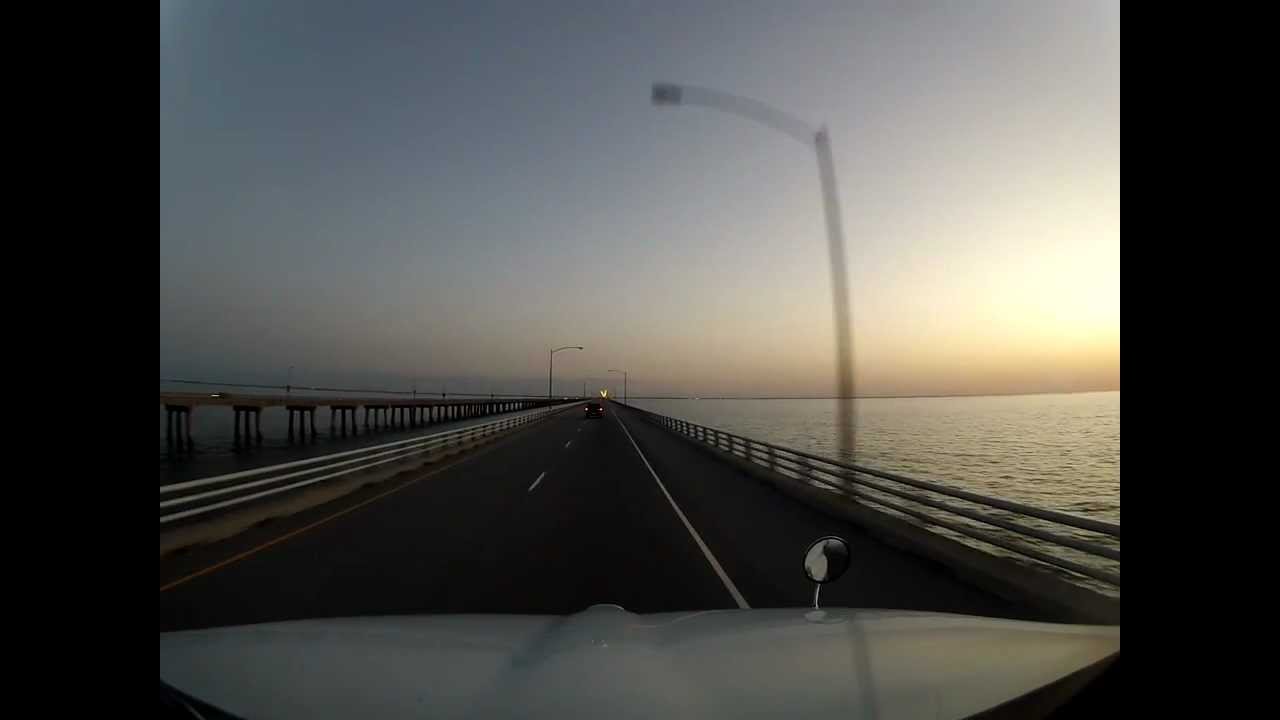 Chesapeake Bay Bridge-Tunnel southbound at dusk on 3/1/12