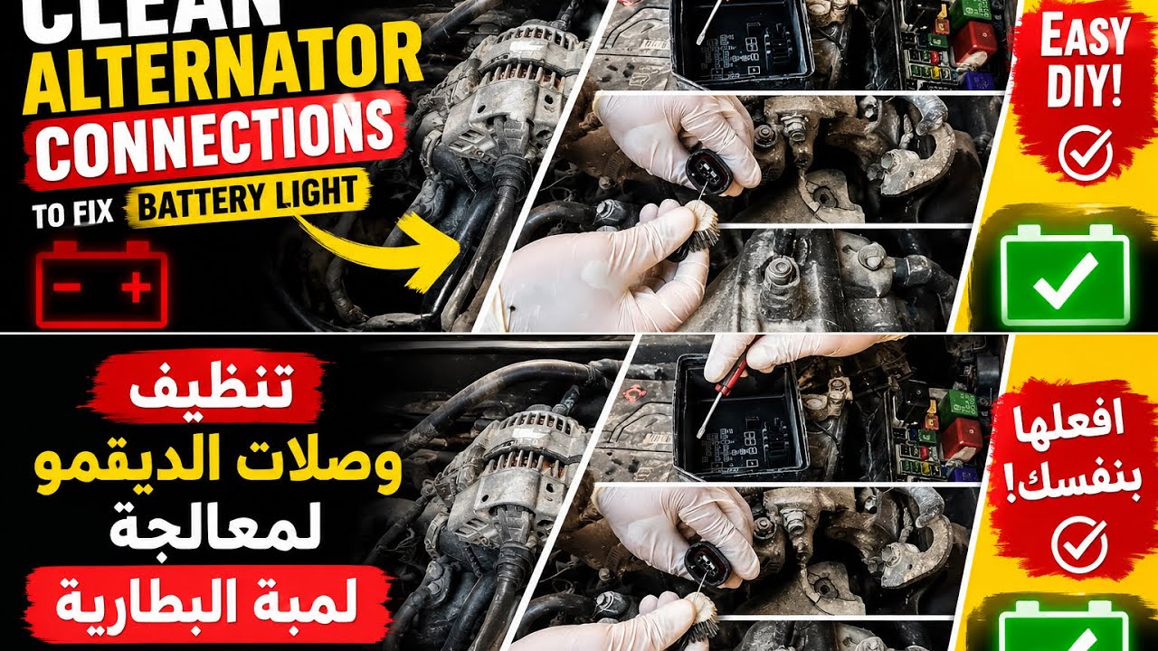 لمبة البطارية في السيارة تشتغل وتطفي ... تنظيف لنظام دينمو السيارة