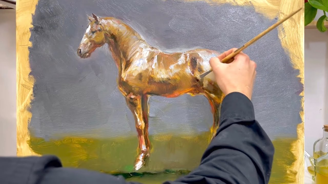 Painting a golden Horse| Oil on canvas