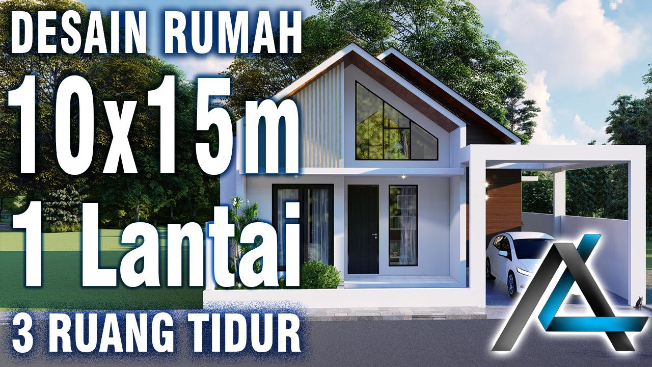 DESAIN RUMAH 10 x 15  meter I Banten, Jawa Barat - 3D Animasi Desain Rumah Scandinavian