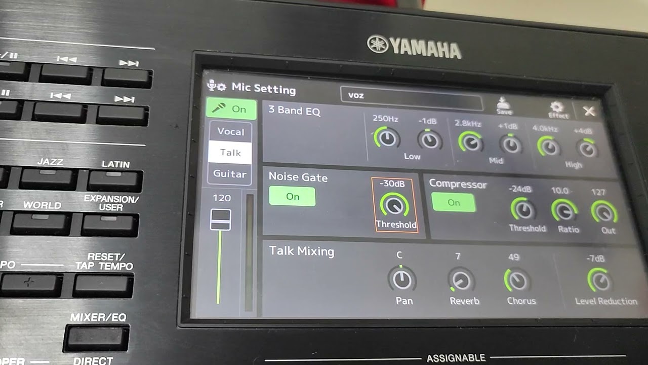 como equalizar o microfone no teclado Yamaha sx900