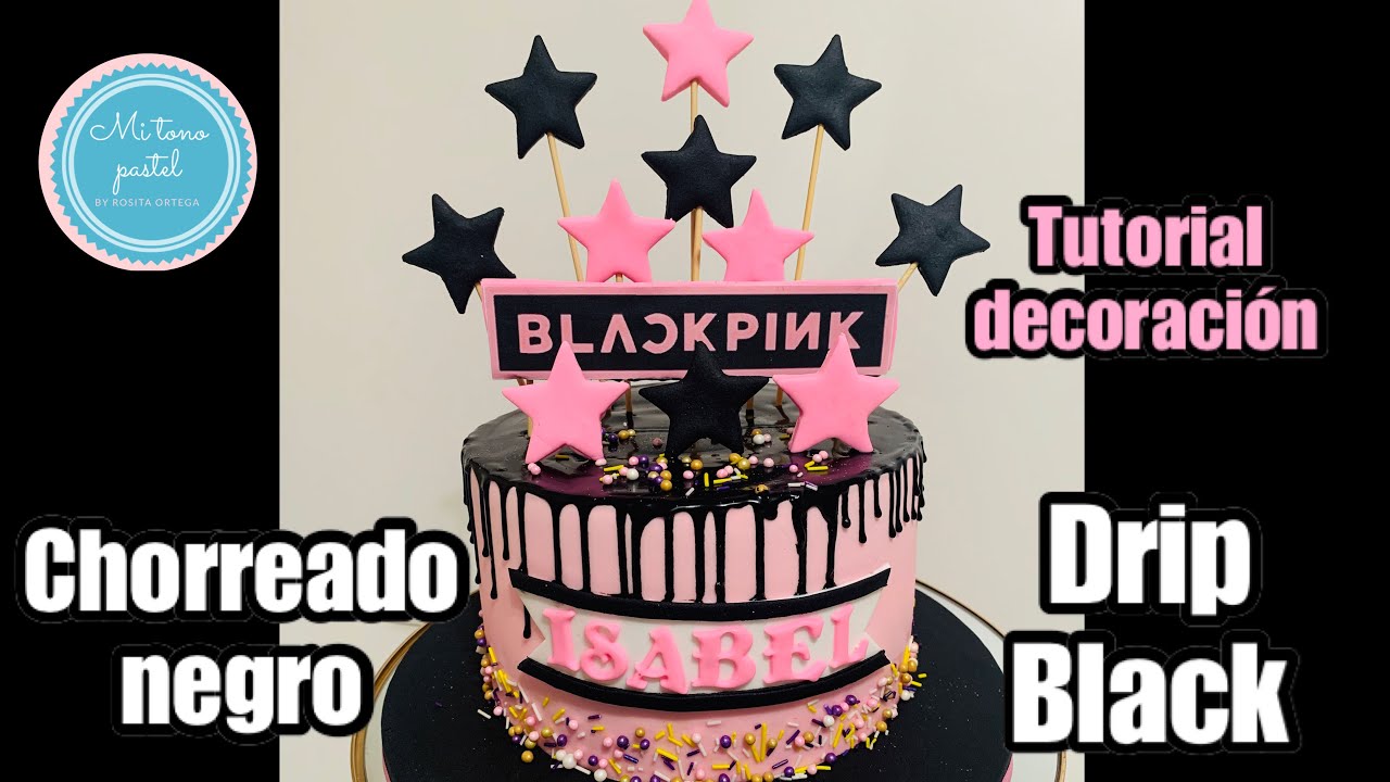 Pastel Chorreado  Negro / Dripcake BLACKPINK ( Tutorial decoración) #chocolate #ganache #drip