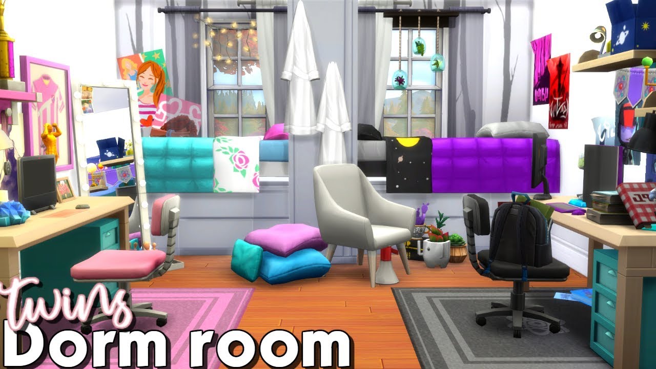 Sims 4 Room Build | Opposite Twins Dorm Room