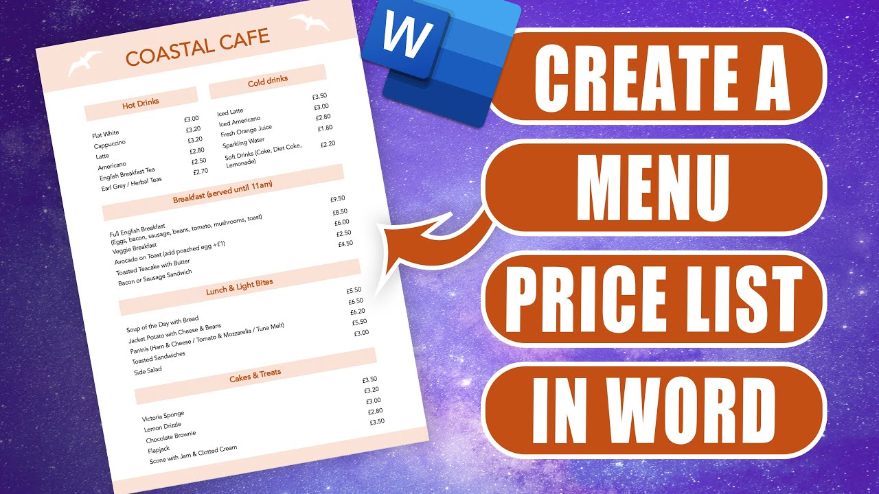 How to make a Stunning Menu/Price List in Microsoft Word | Step-by-Step Tutorial