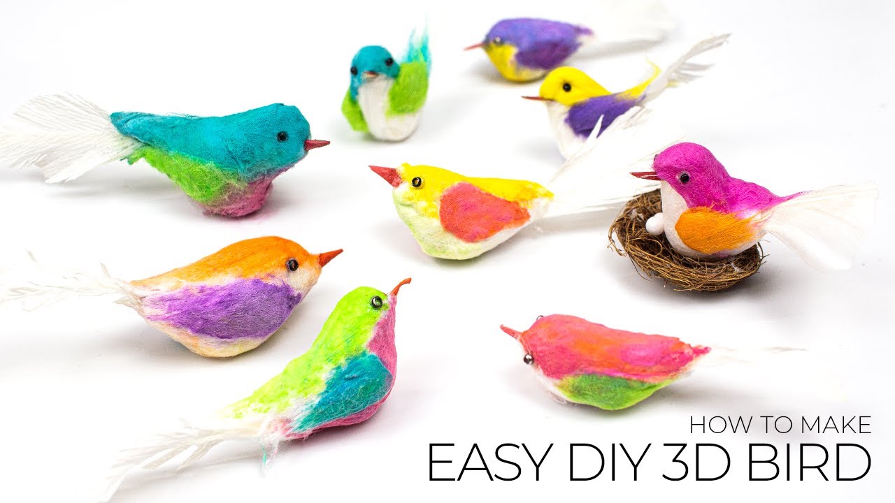 How to make Paper Bird Craft Easy, 3D Birds, Cotton Birds